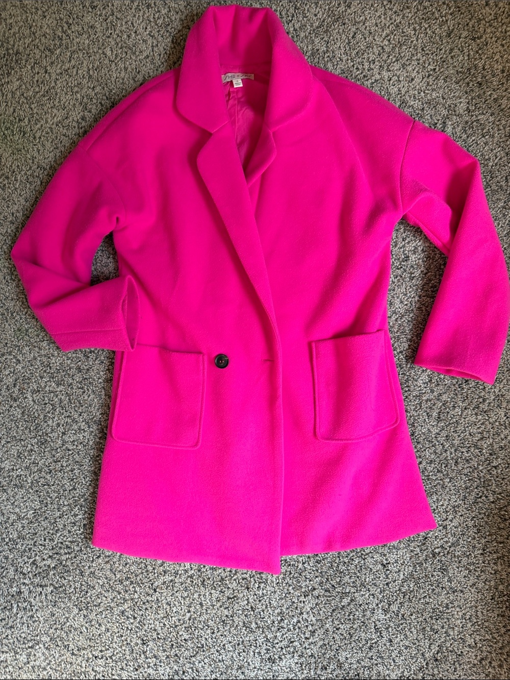 She + Sky Vibrant Pink Single-Button Pea Coat